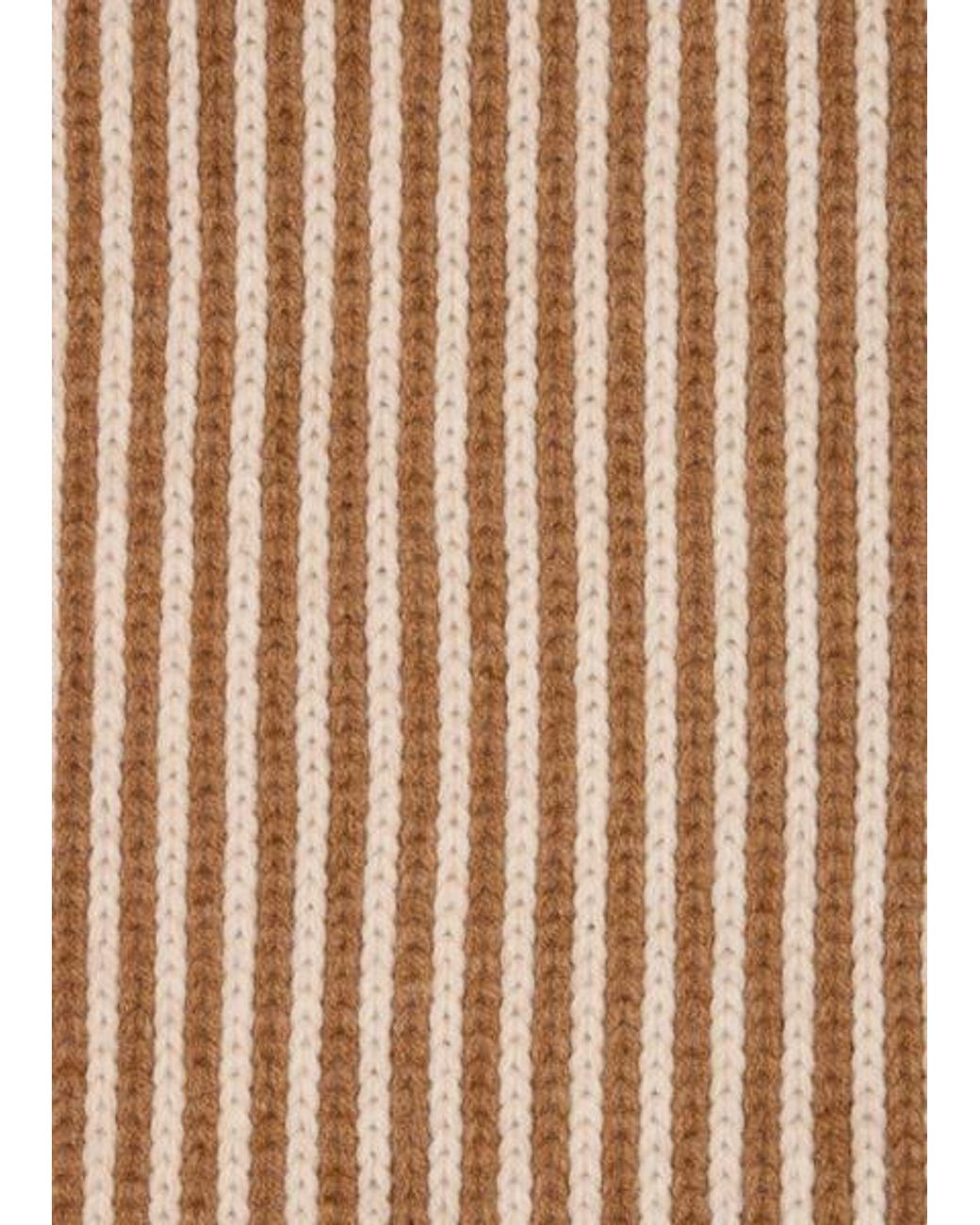 Paul Smith Natural And Cream Lambswool Chunky Knit Ribbed Stripe Scarf