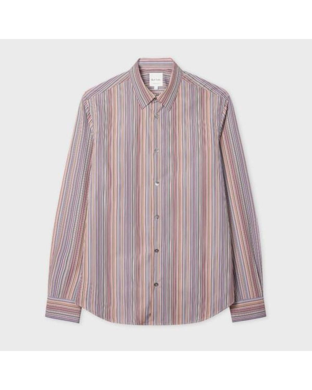 Paul Smith Pink Slim-Fit 'Signature Stripe' Cotton Shirt for men