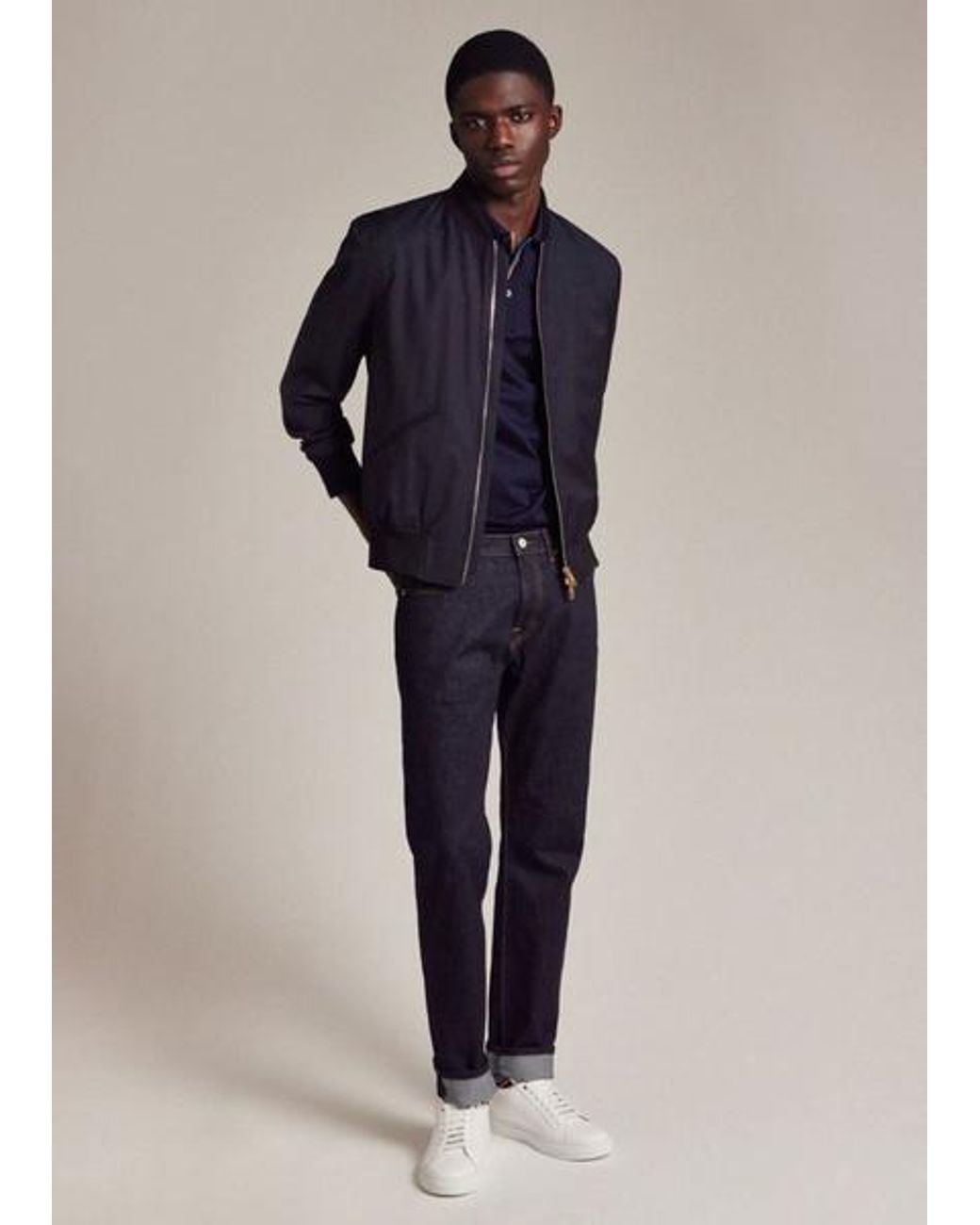 Paul Smith Blue Dark Navy 'signature Stripe' Trim Polo Shirt for men