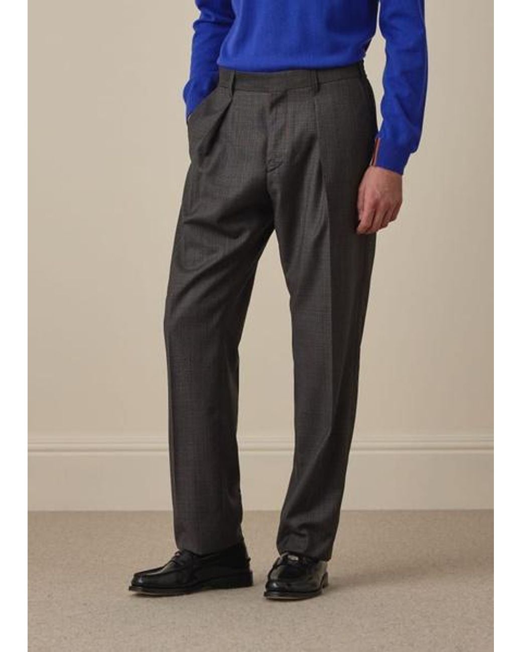 Paul Smith Gray Sharkskin Check Wool Trousers for men