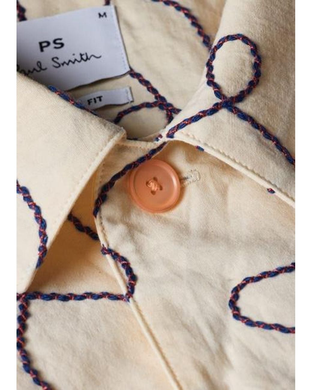 Paul Smith Gray Ecru 'Scribble' Embroidery Short-Sleeve Shirt for men