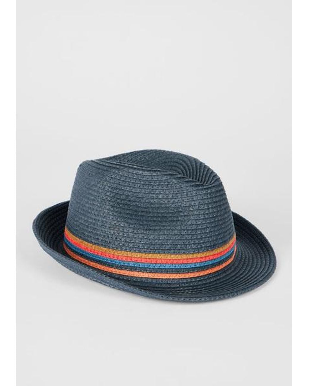 Paul Smith Blue 'Artist Stripe' Trim 'Trilby' Hat for men
