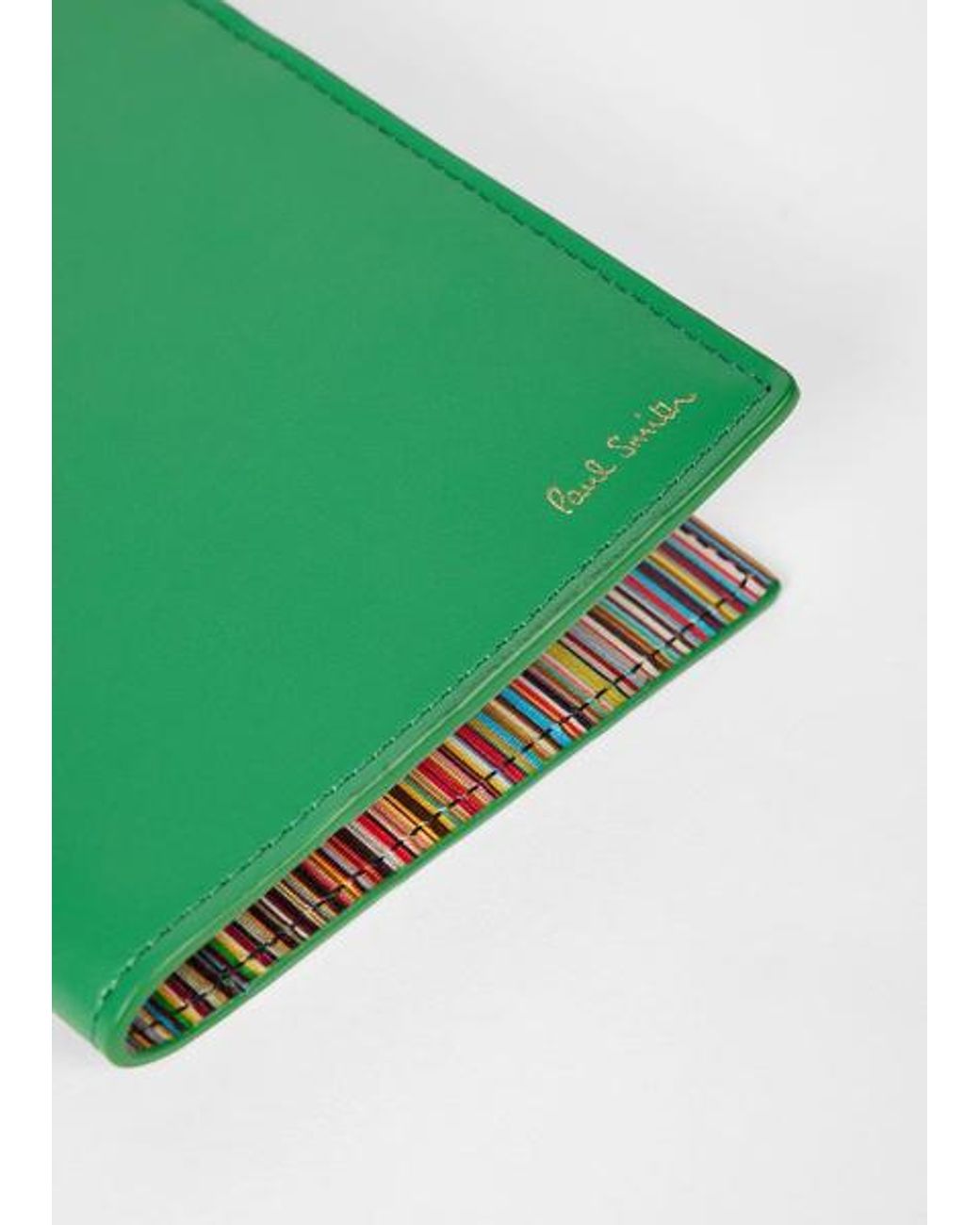 Paul Smith Green 'Signature Stripe' Interior Leather Passport Cover