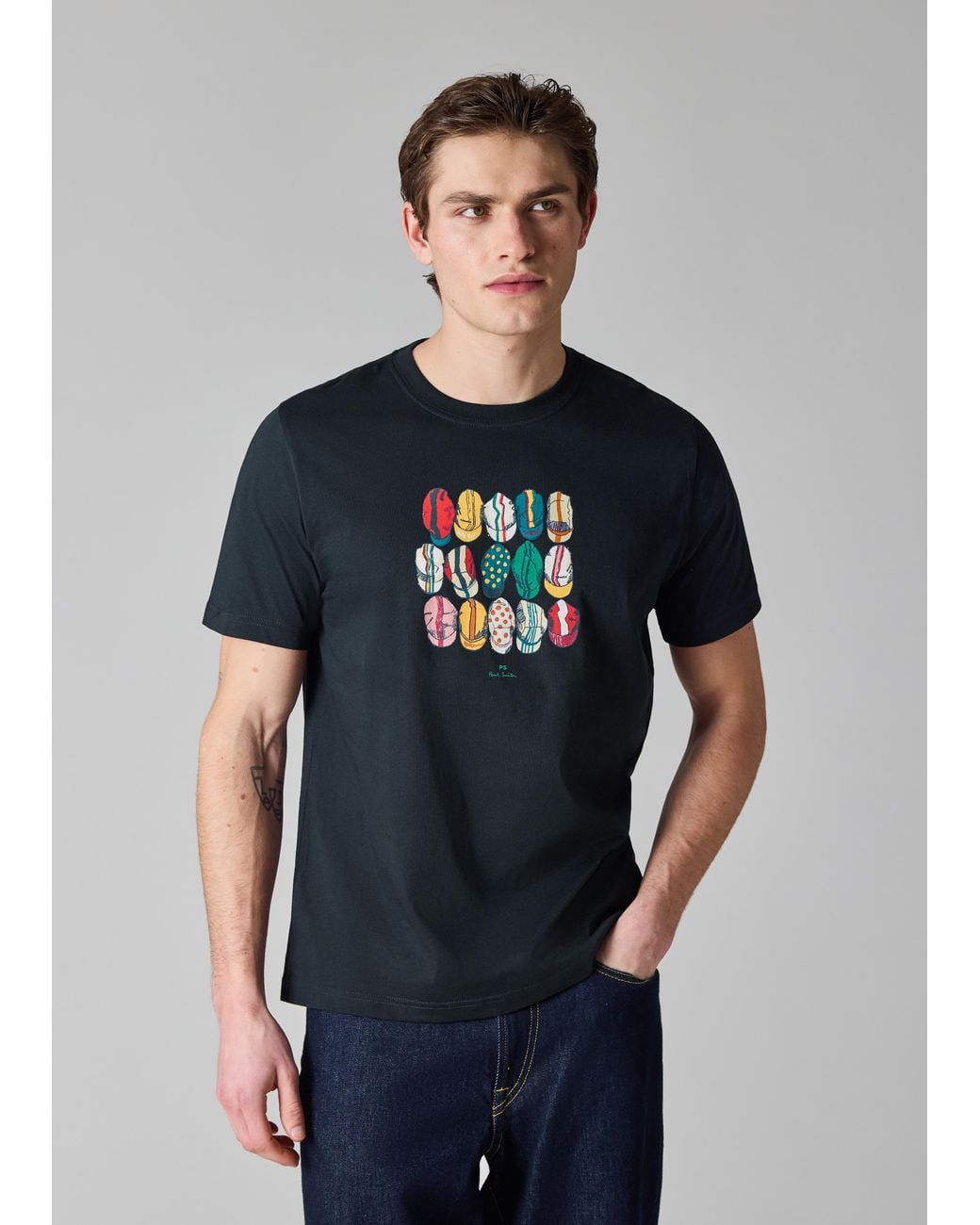 Paul Smith Blue 'Cycling Caps' Print T-Shirt for men
