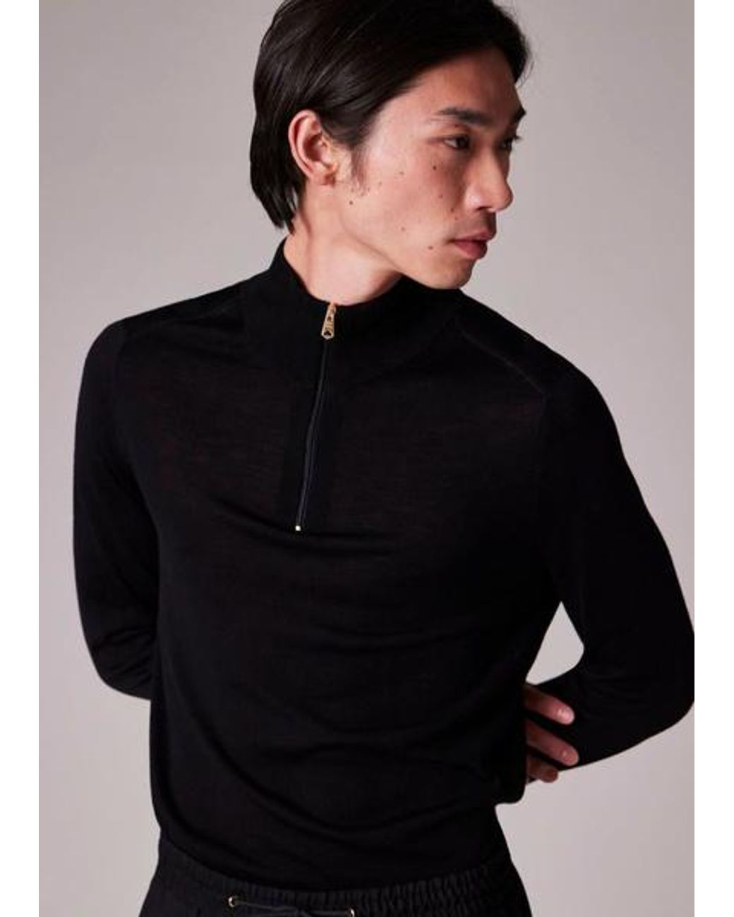 Paul Smith Black Wool Quarter Zip Sweater for men
