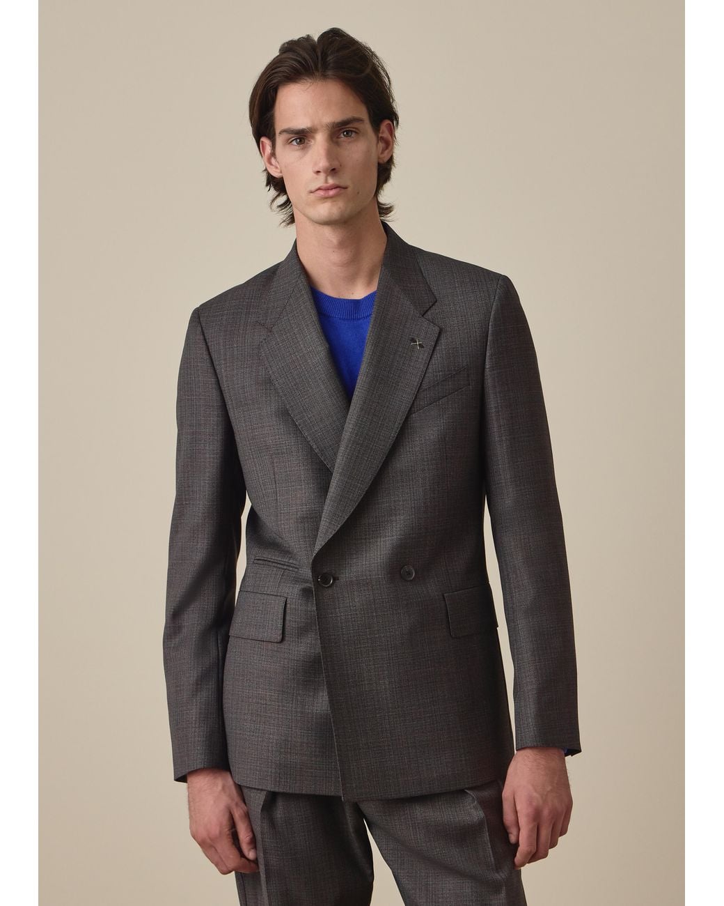 Paul Smith Black Sharkskin Check Double-Breasted Blazer for men