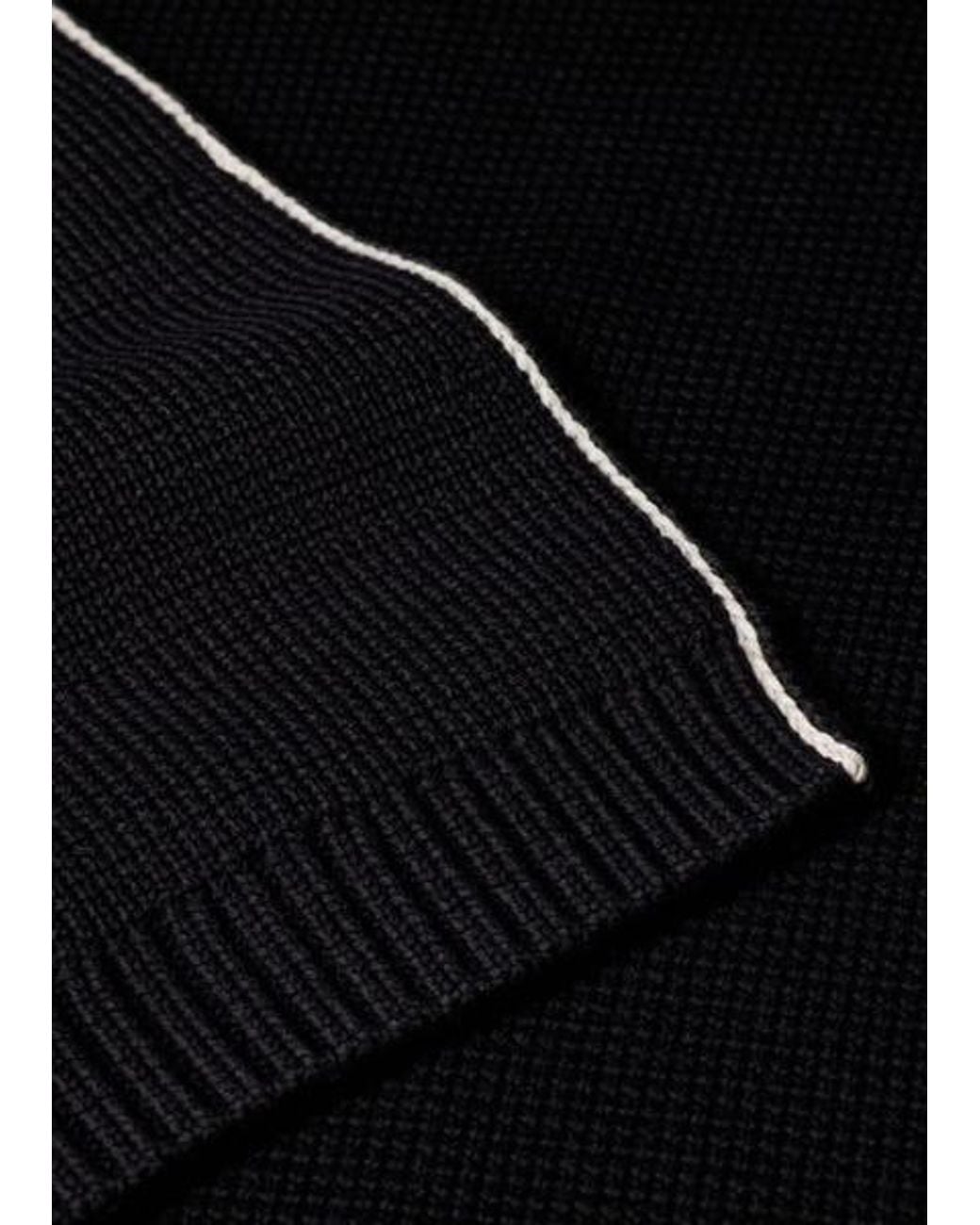 Paul Smith Black Roll Neck Knitted Sweater With Contrast Stitching