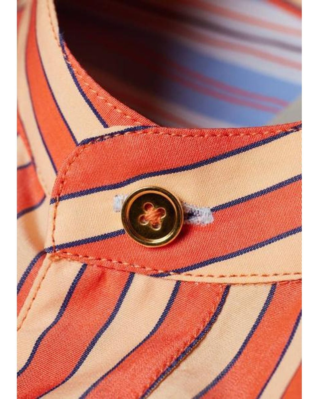 Paul Smith Blue Stripe Grandad-Collar Shirt for men