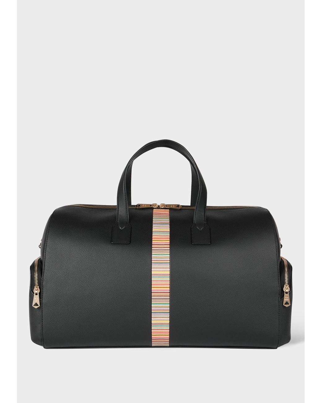Paul Smith Black Leather 'Signature Stripe' Trim Day Holdall for men