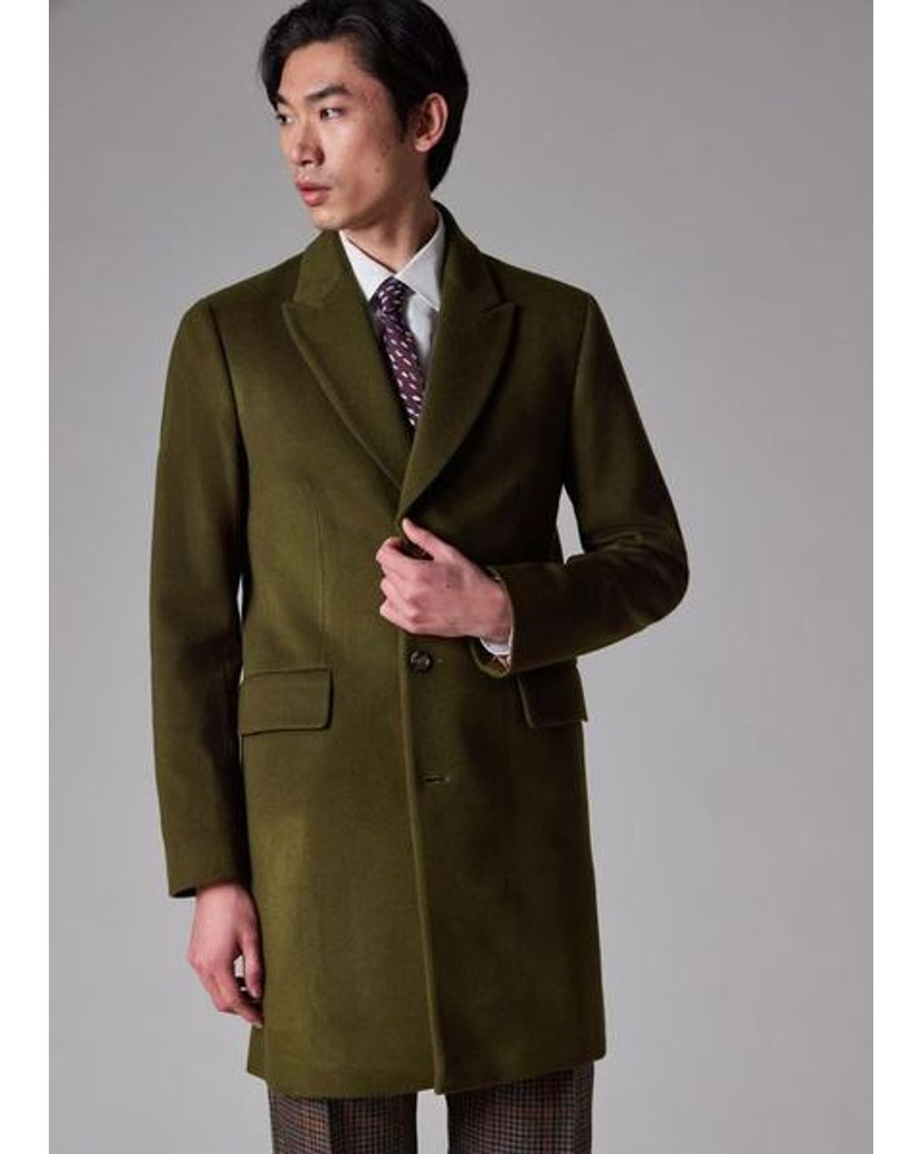 Paul Smith Gray Khaki Wool-Cashmere Epsom Coat for men
