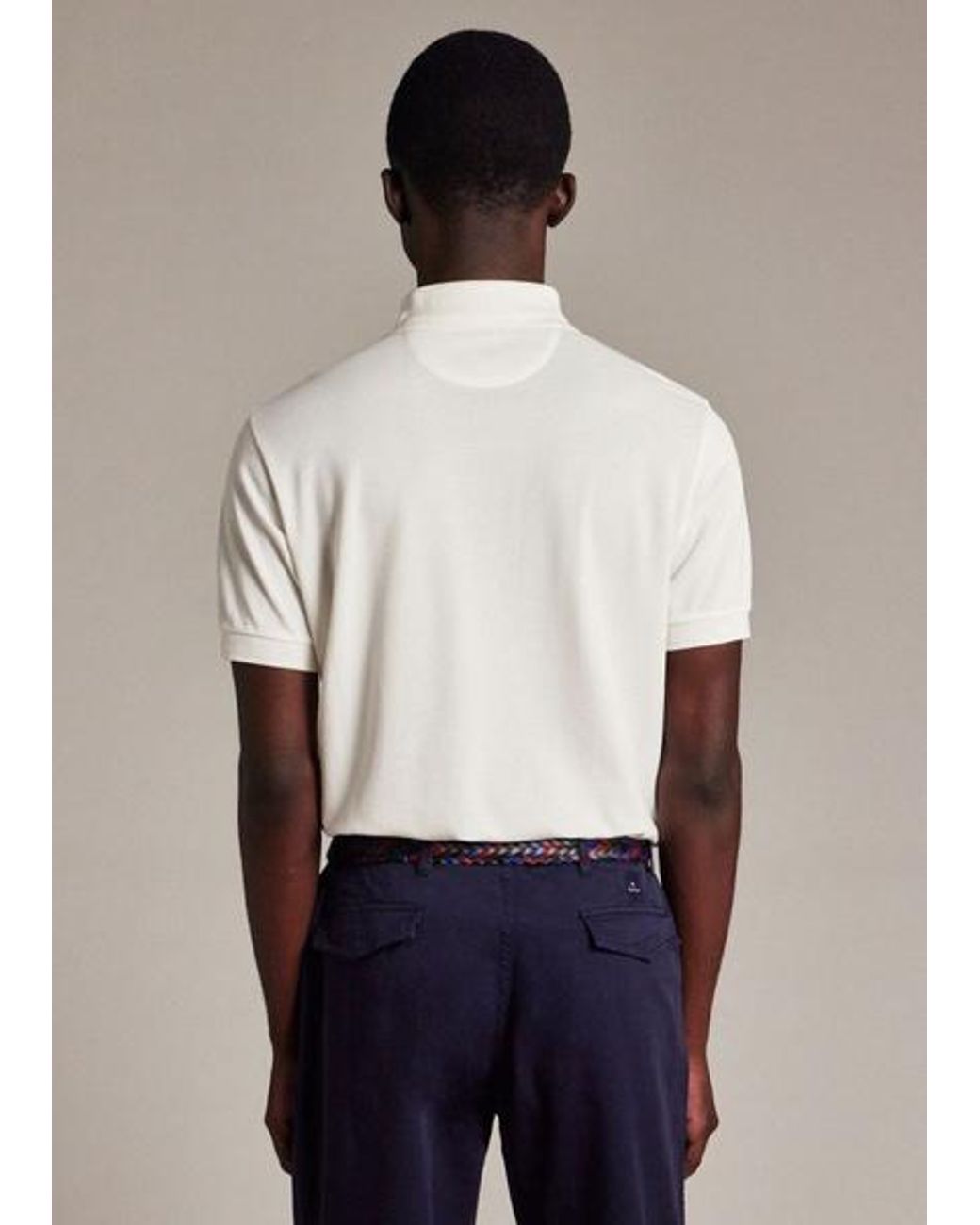 Paul Smith White Cotton 'Artist Stripe' Placket Polo Shirt for men
