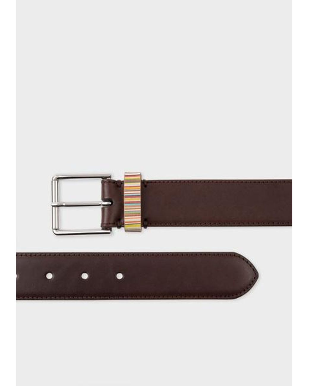 Paul Smith Black Leather Belt With 'Signature Stripe' Keeper for men