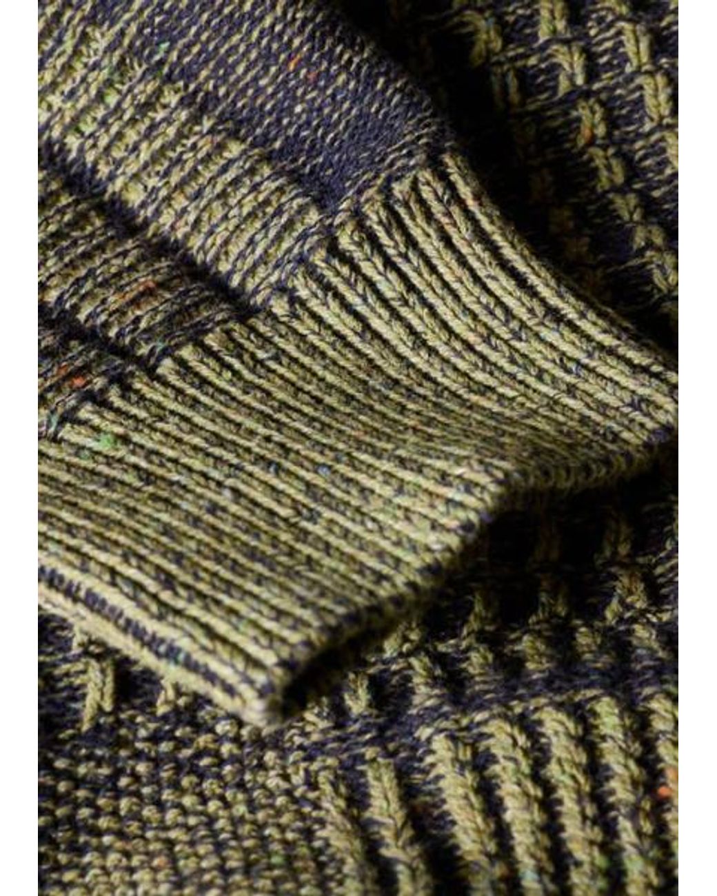 Paul Smith Gray Lime 'Patchwork' Cotton-Blend Sweater for men