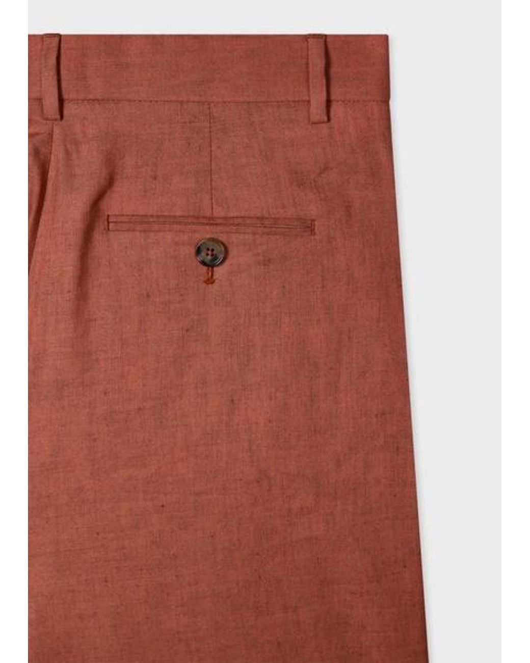 Paul Smith Red Rust Linen-Wool Blend Wide-Leg Trousers