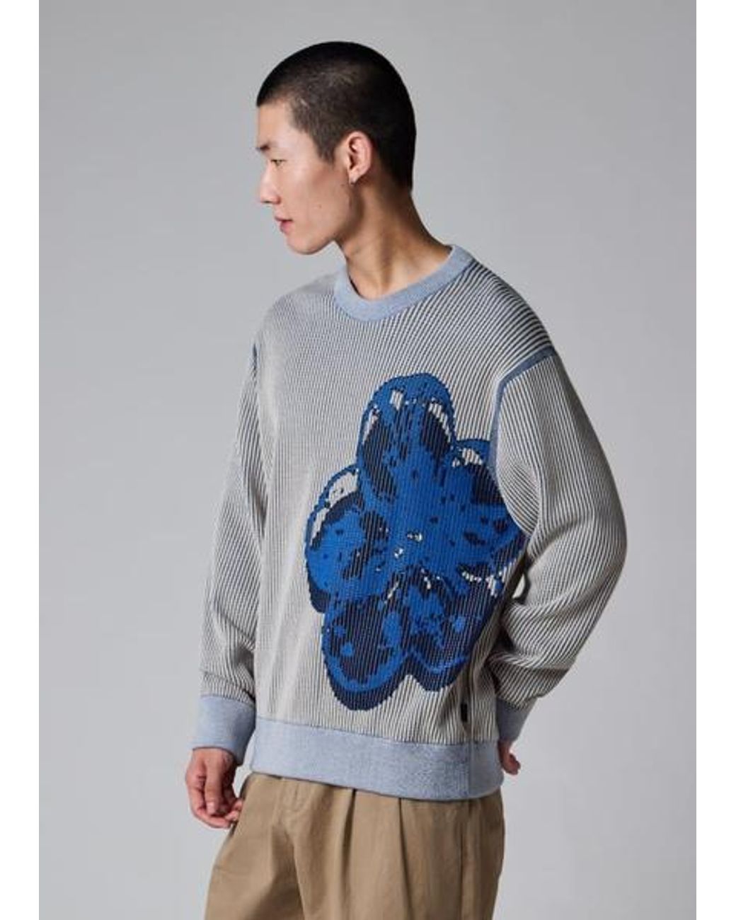 Paul Smith Gray And 'Zine Floral' Cotton Sweater for men