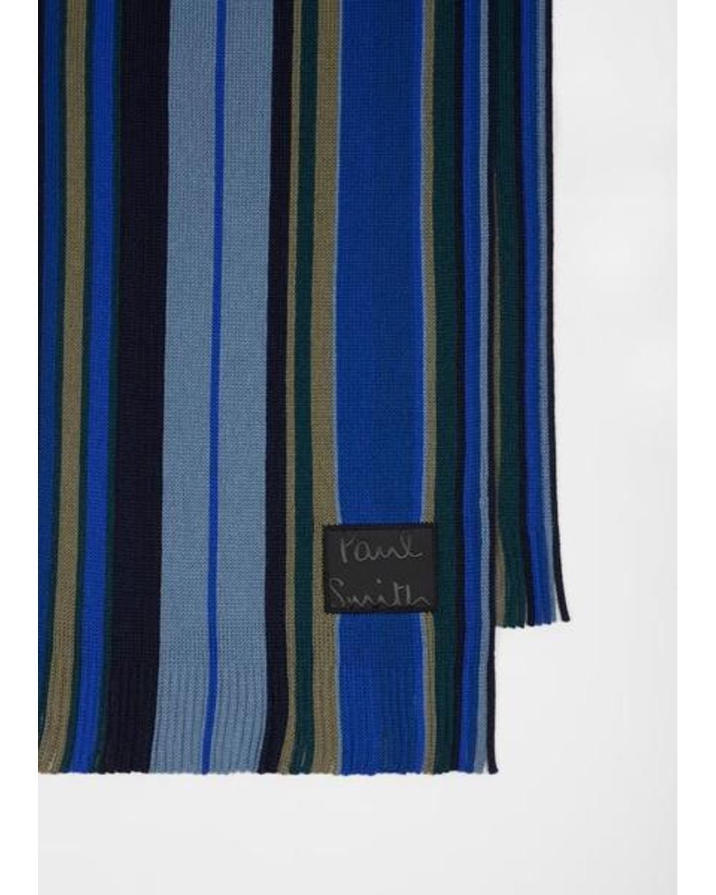 Paul Smith Blue Mini Wool Scarf for men