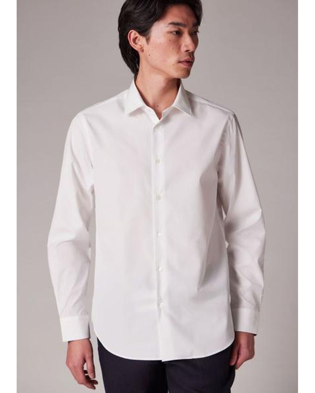 Paul Smith Men's Slim-fit White Poplin Cotton Shirt With 'artist Stripe' Cuff Lining for men