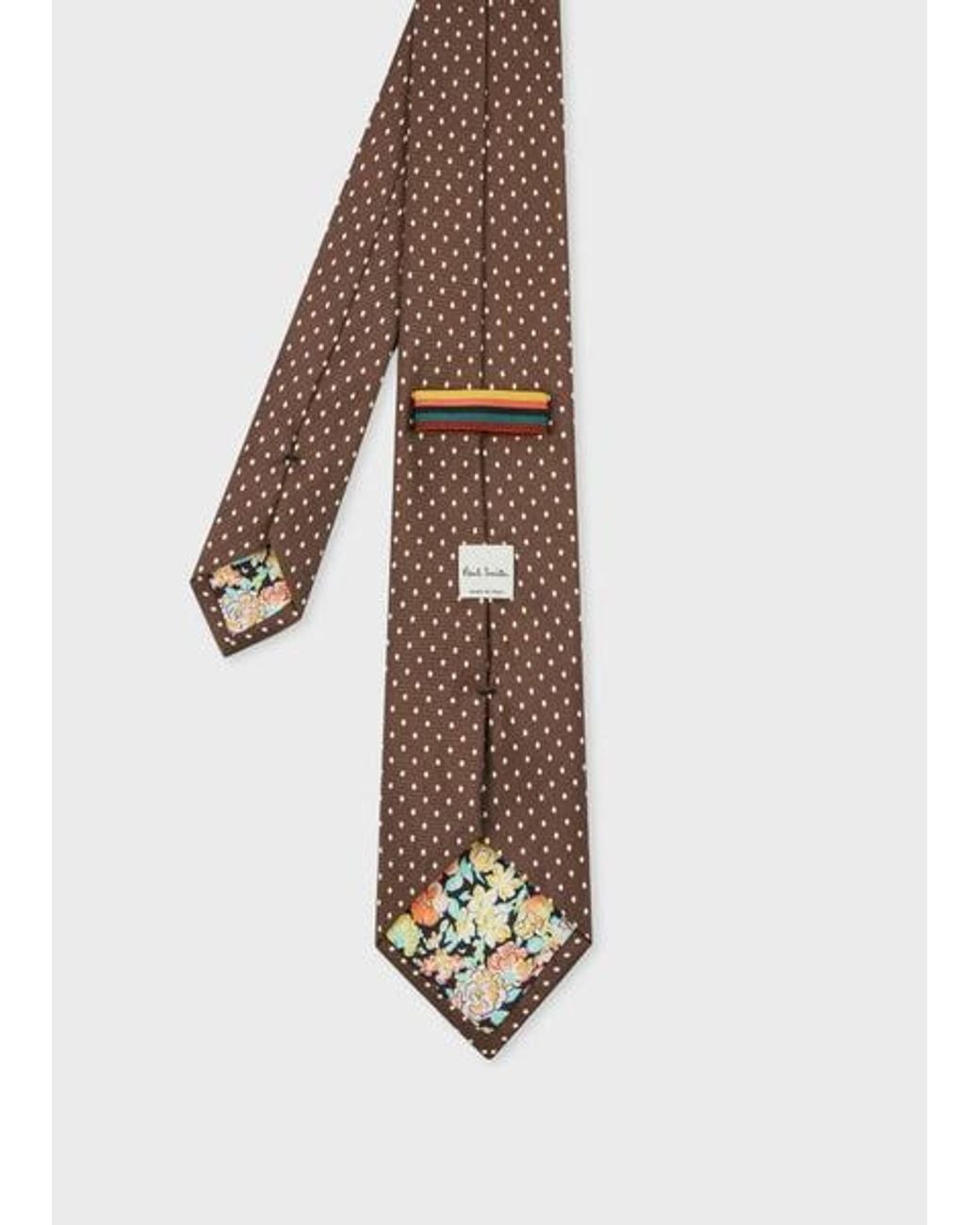 Paul Smith White Silk Pin Dot Tie for men