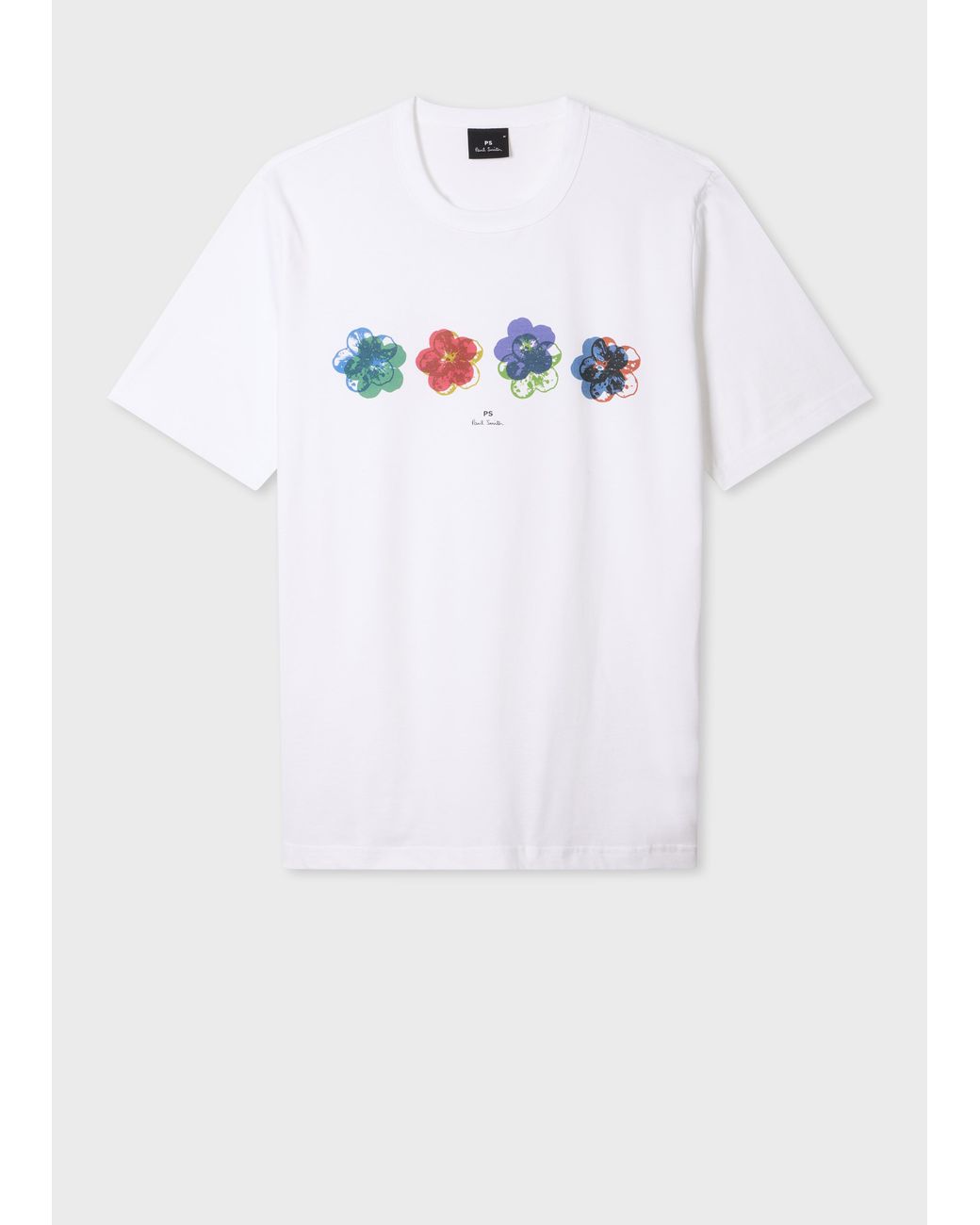 Paul Smith White 'Zine Floral' Organic-Cotton T-Shirt for men