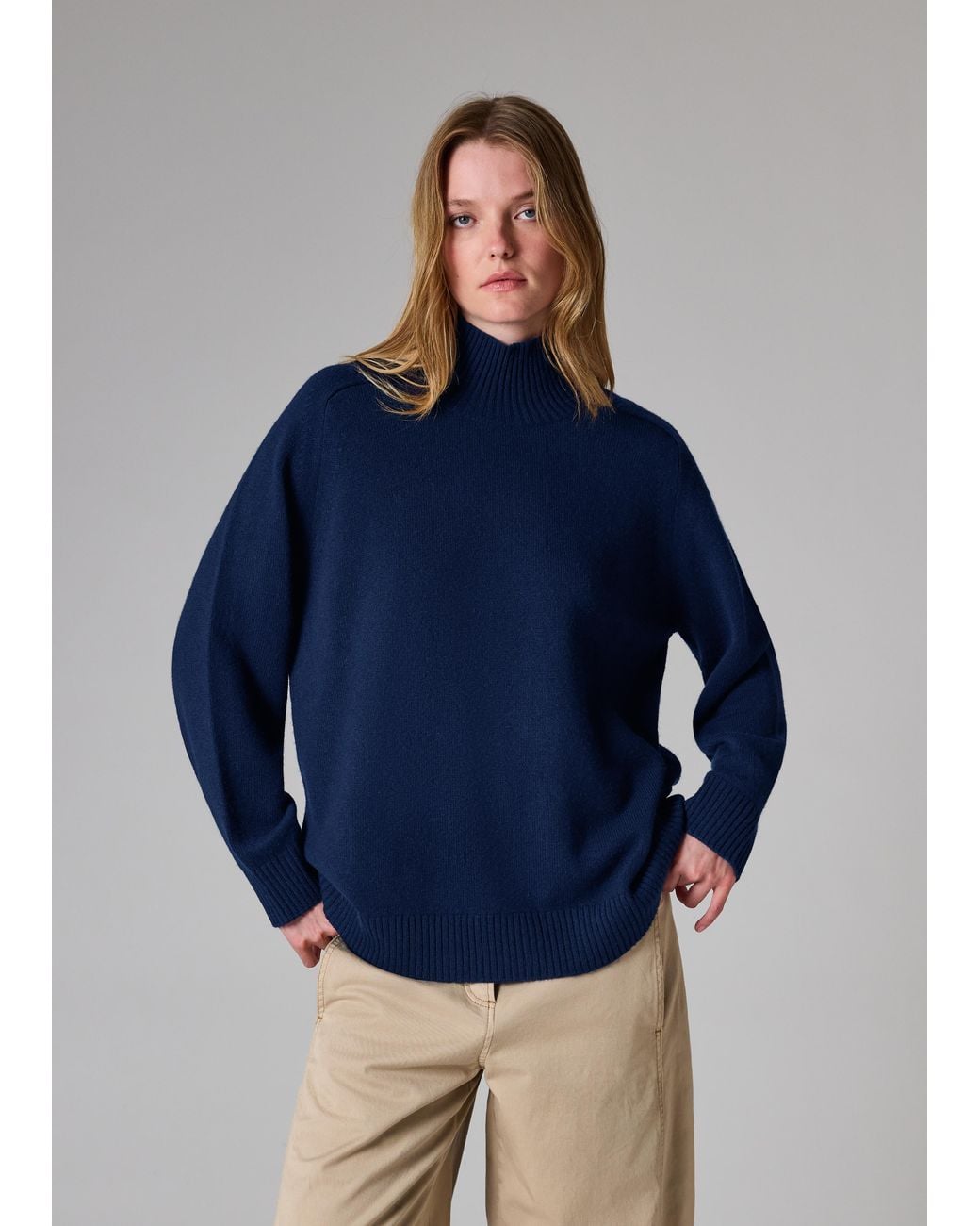 Paul Smith Blue Cashmere-Blend Roll Neck Sweater