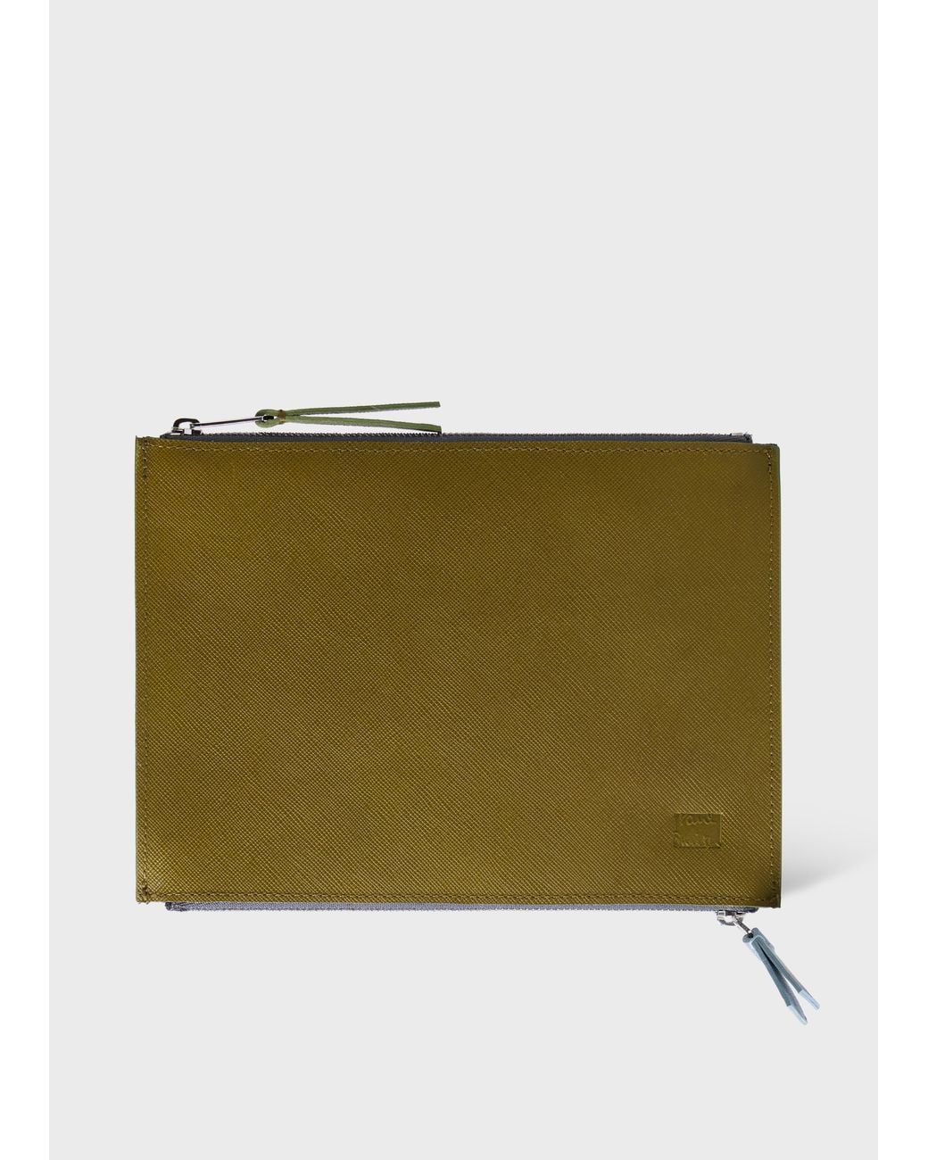 Paul Smith Green Khaki Two-Tone Zip Travel Pouch for men