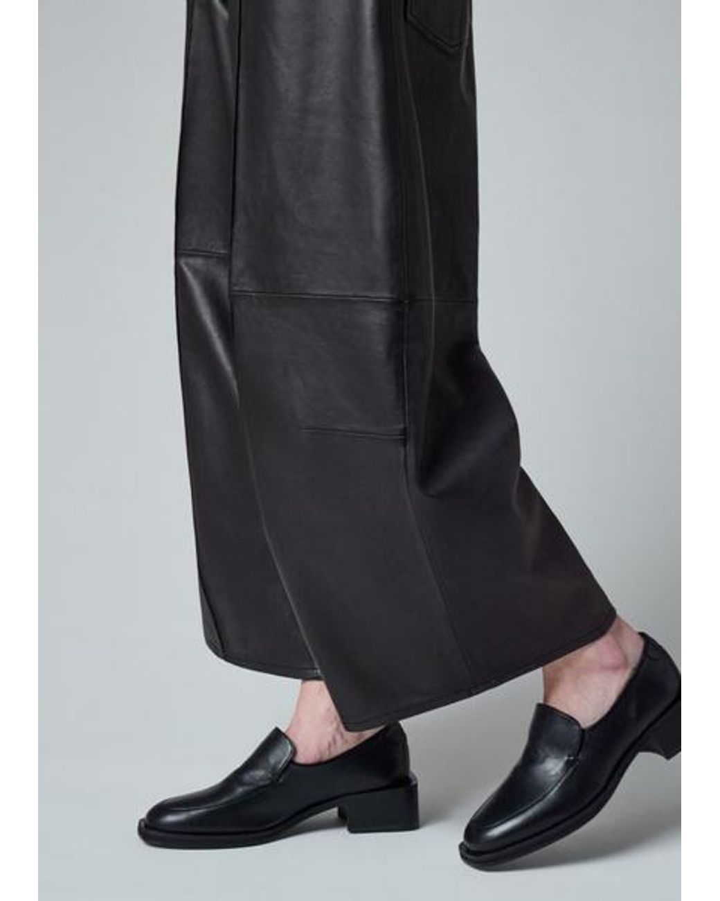 Paul Smith Black Barrel-Leg Leather Trousers