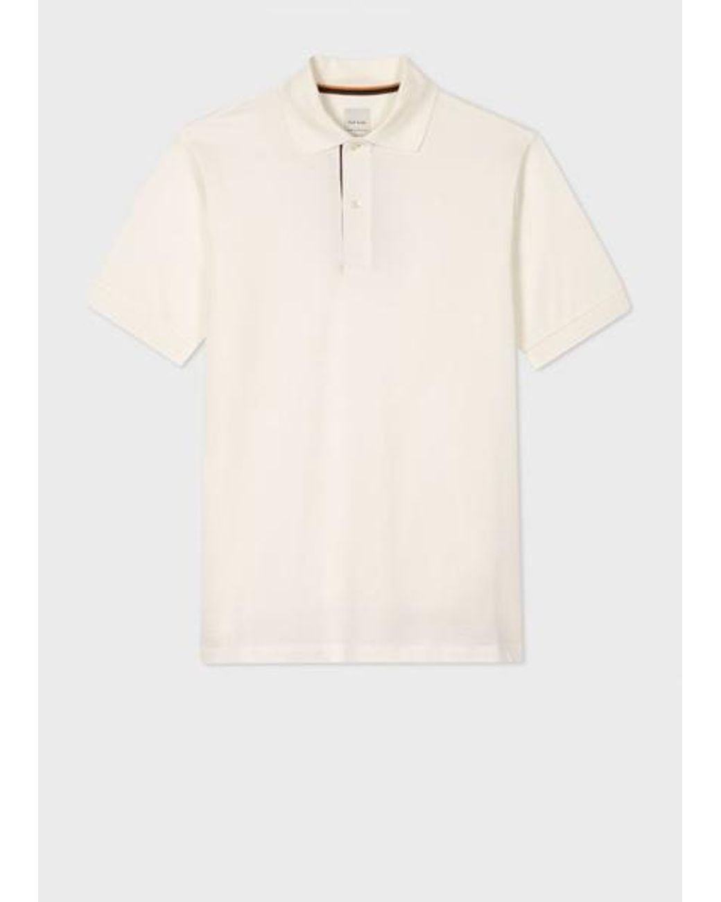 Paul Smith White Cotton 'Artist Stripe' Placket Polo Shirt for men