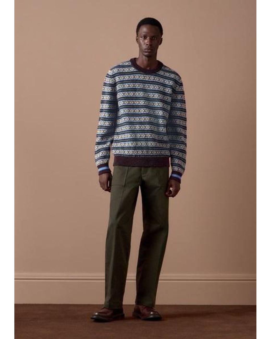 Paul Smith Blue Fair Isle Wool Sweater for men