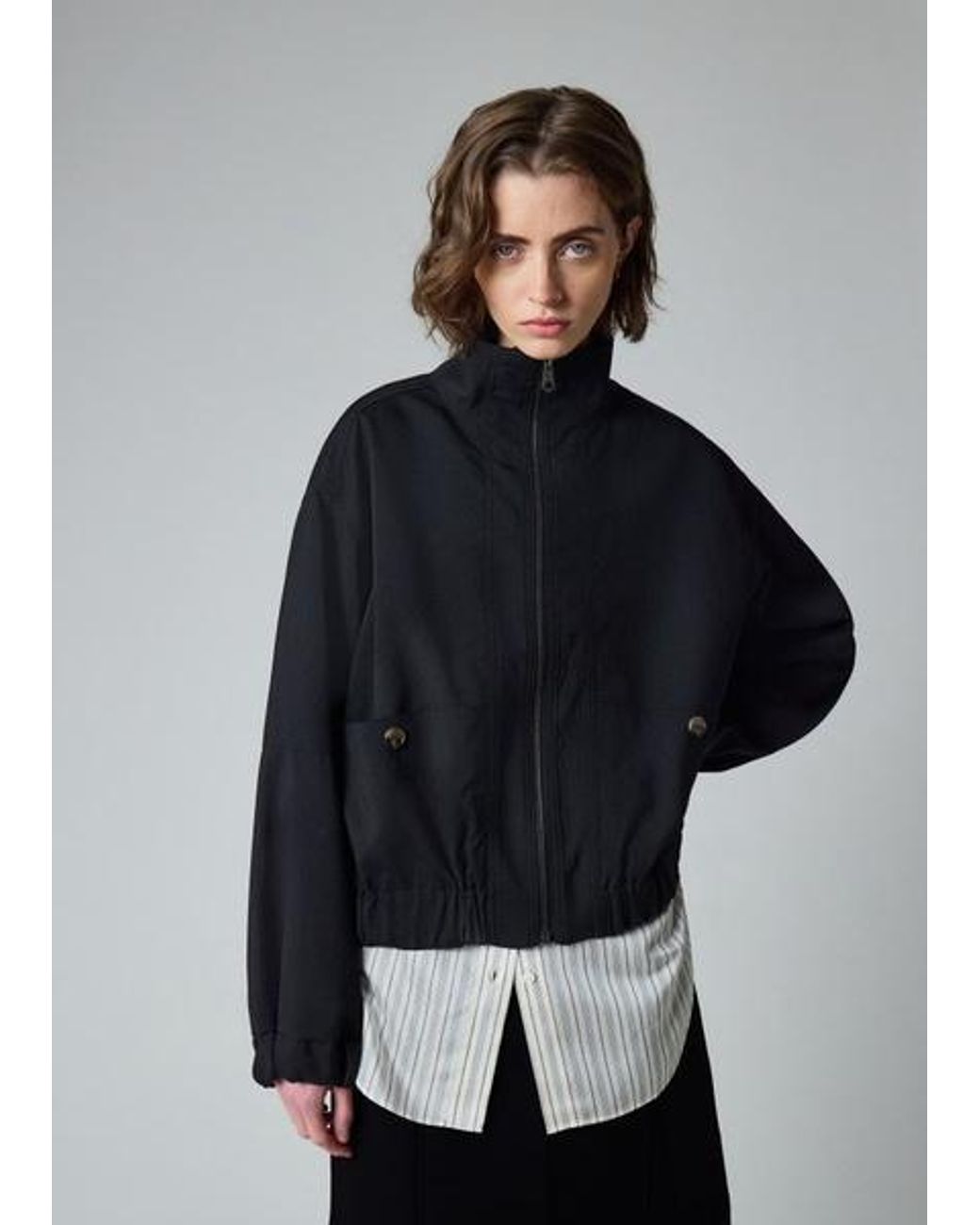 Paul Smith Black Hopsack Wool Bomber Jacket