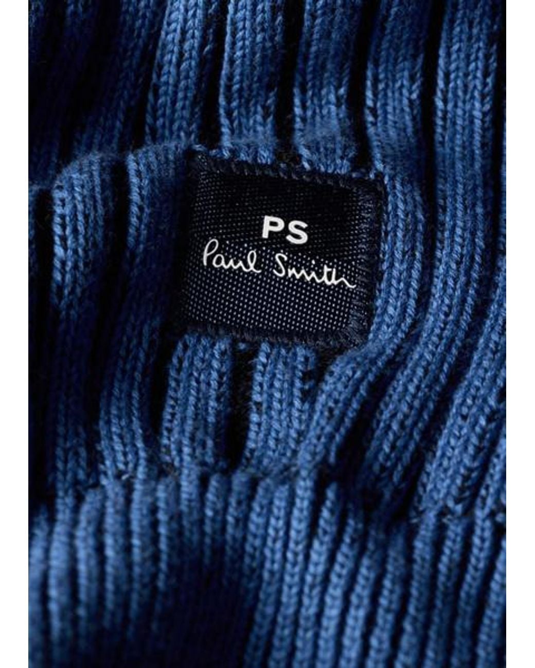 Paul Smith Blue Ribbed Cotton And Wool-Blend Sweater for men