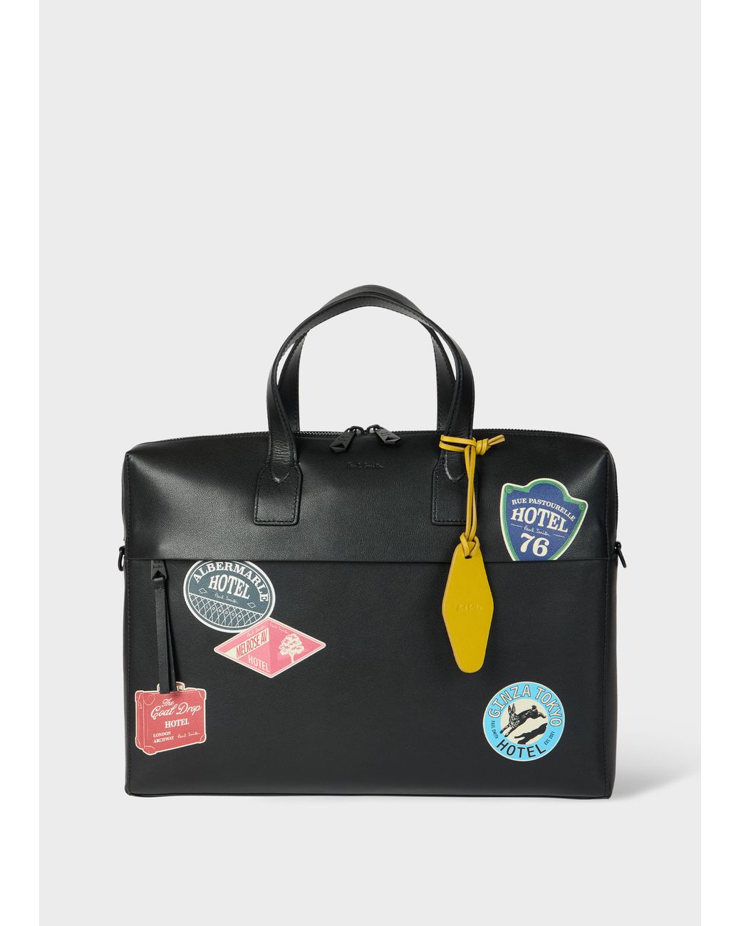 Paul Smith Black 'Hotel Stickers' Leather Folio for men