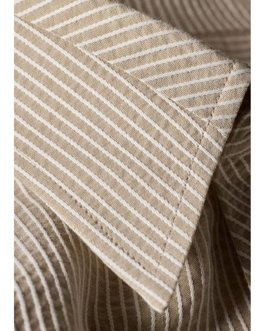 Paul Smith Blue Regular-Fit Taupe Textured-Stripe Shirt for men