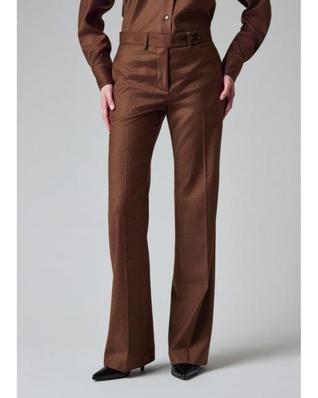 Paul Smith Brown Wool-Cashmere Flannel Bootcut Trousers