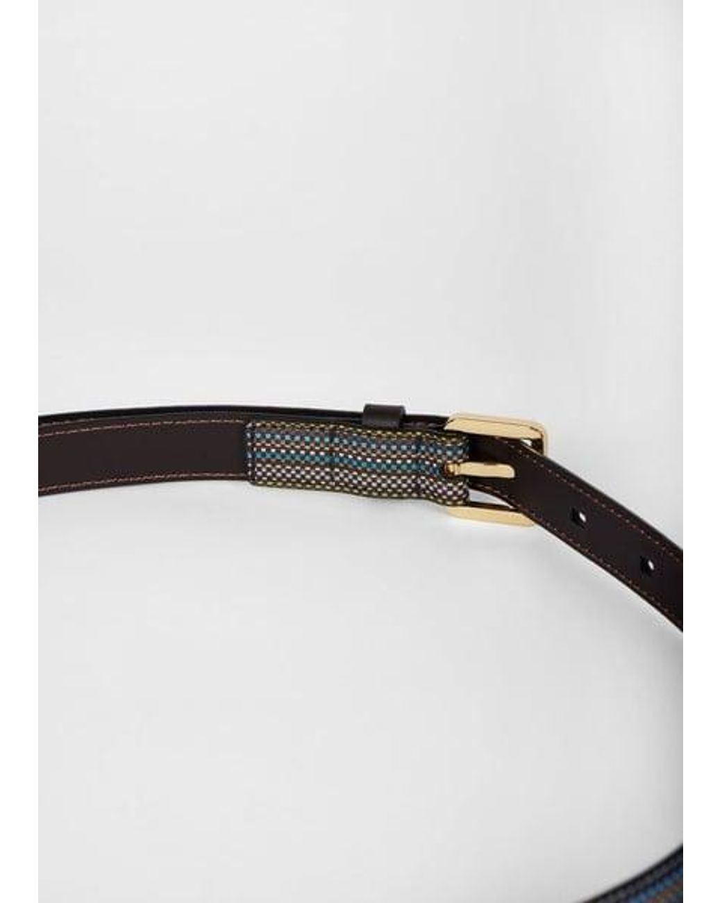 Paul Smith Natural 'Signature Stripe' Check Belt