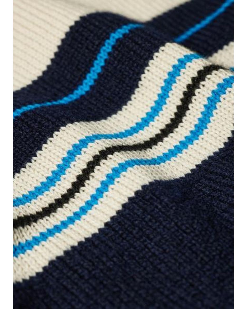 Paul Smith Blue Contrast-Sleeve Lambswool-Cotton Stripe Sweater for men