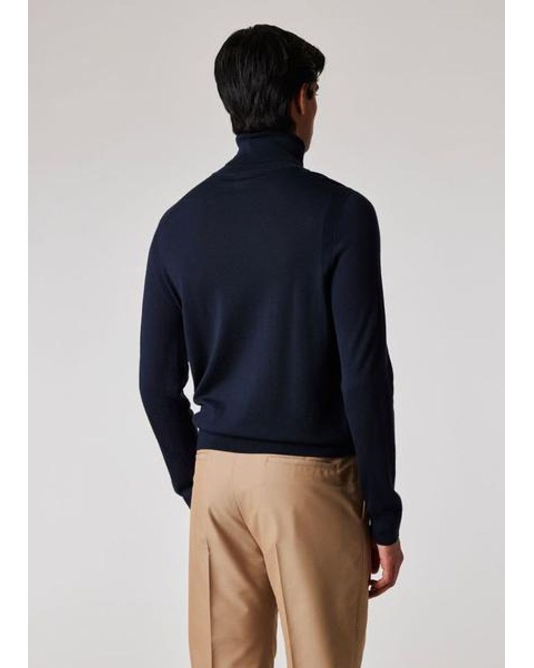Paul Smith Blue Merino Wool Roll Neck Sweater for men