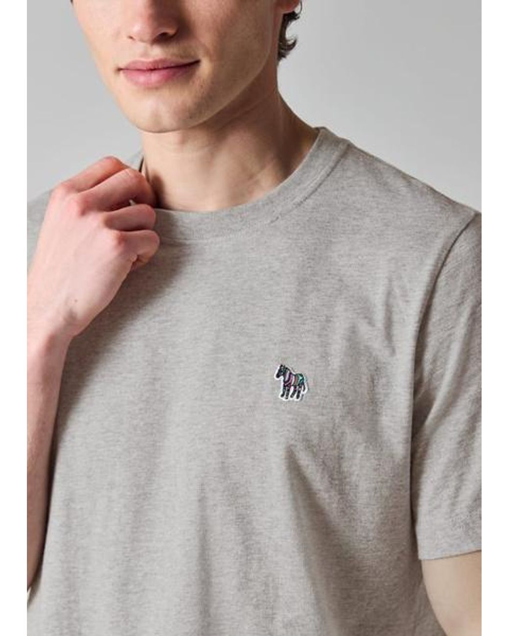 Paul Smith Gray Marl Cotton Zebra Logo T-Shirt for men