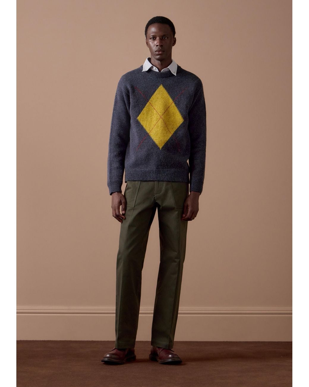 Paul Smith Blue Shetland Wool Argyle Sweater for men