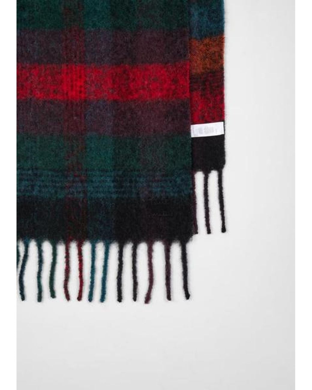 Paul Smith Red Merino Wool Check Scarf for men
