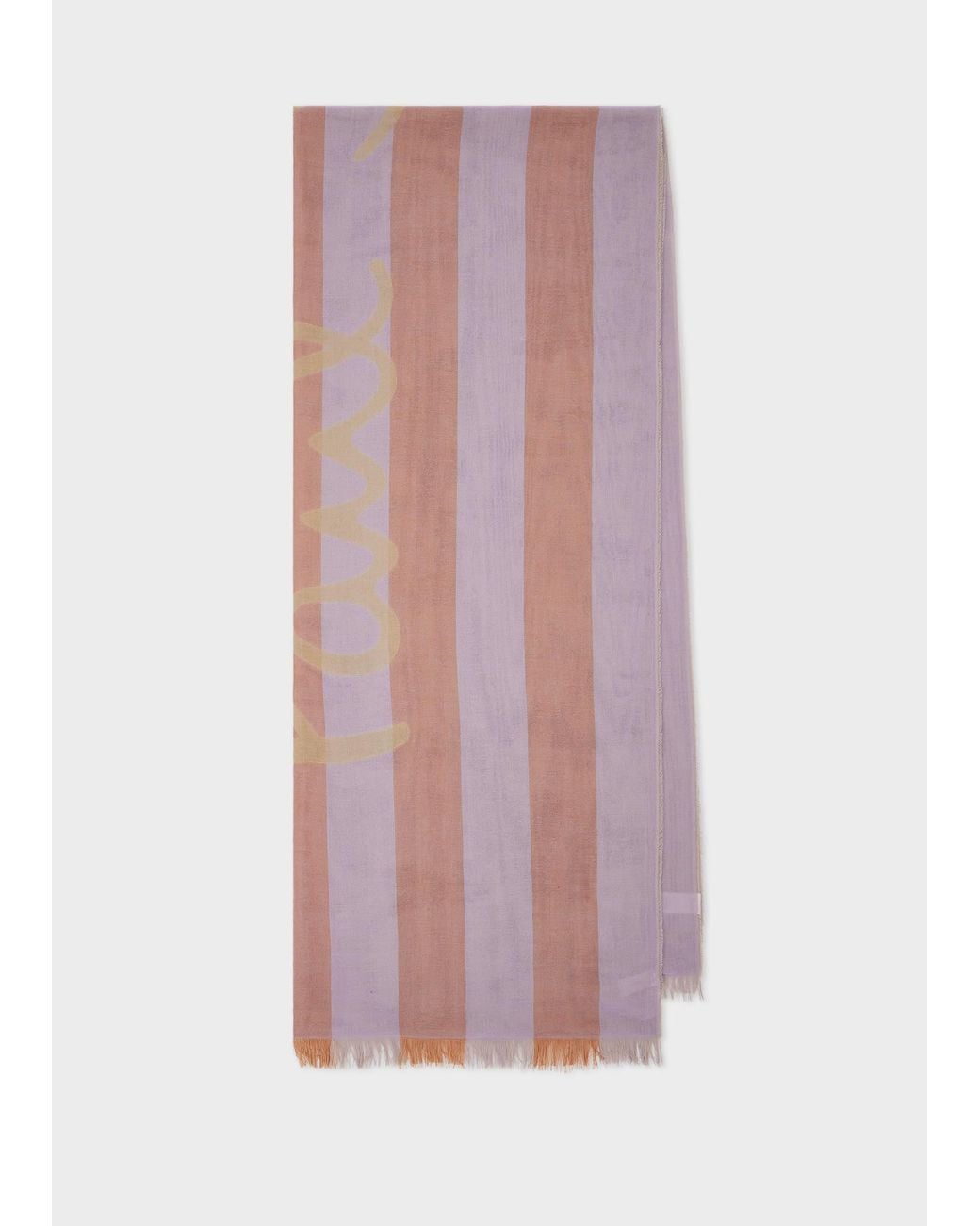 Paul Smith Pink Lilac Stripe Cotton Logo Scarf