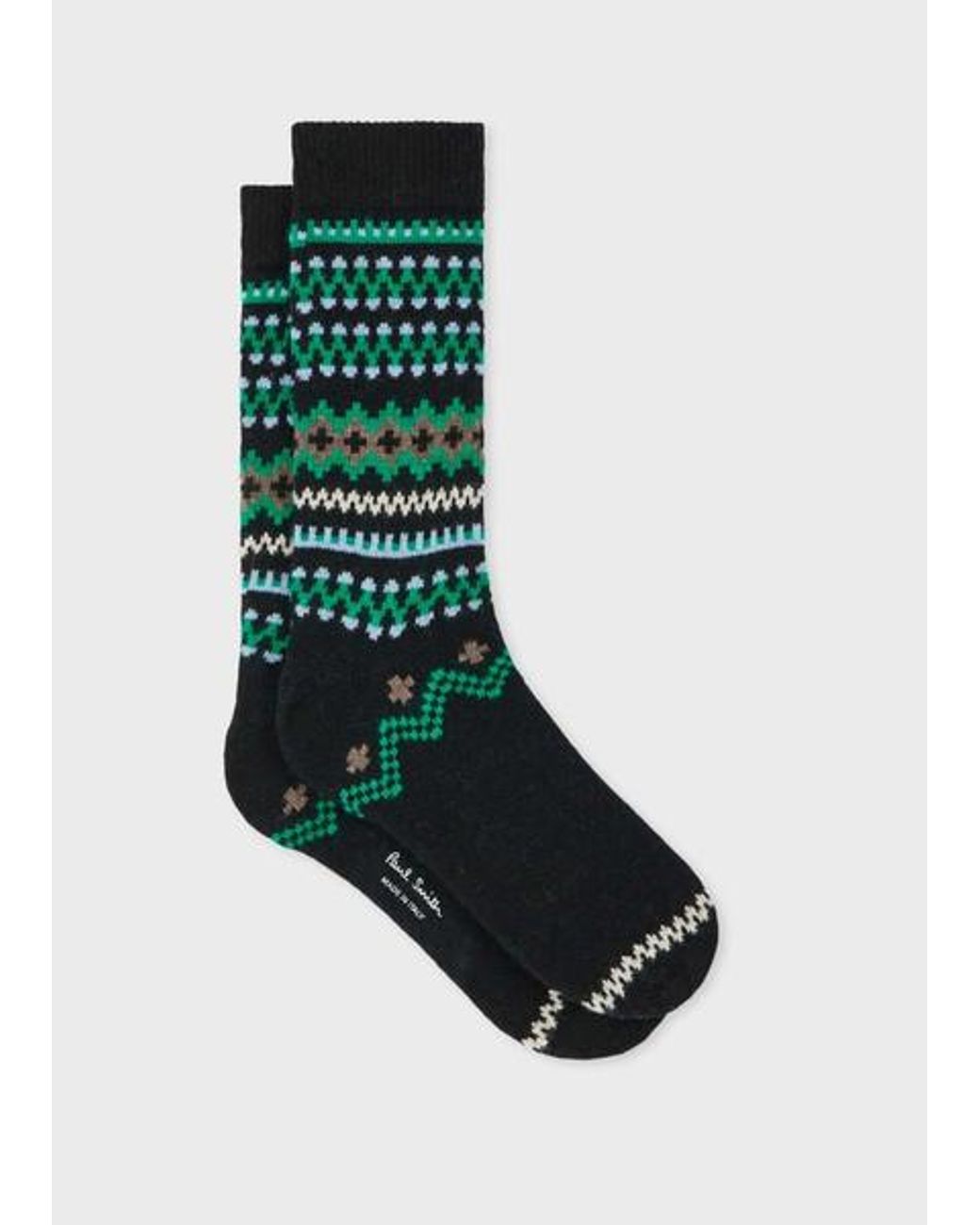 Paul Smith Black Wool-Blend Fair Isle Socks