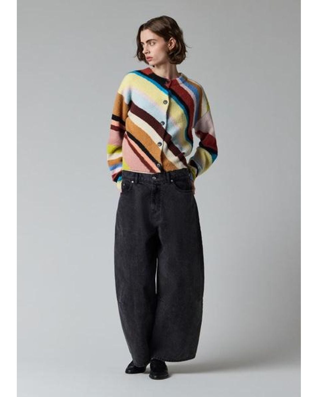 Paul Smith Gray 'Swirl' Boucle Cardigan