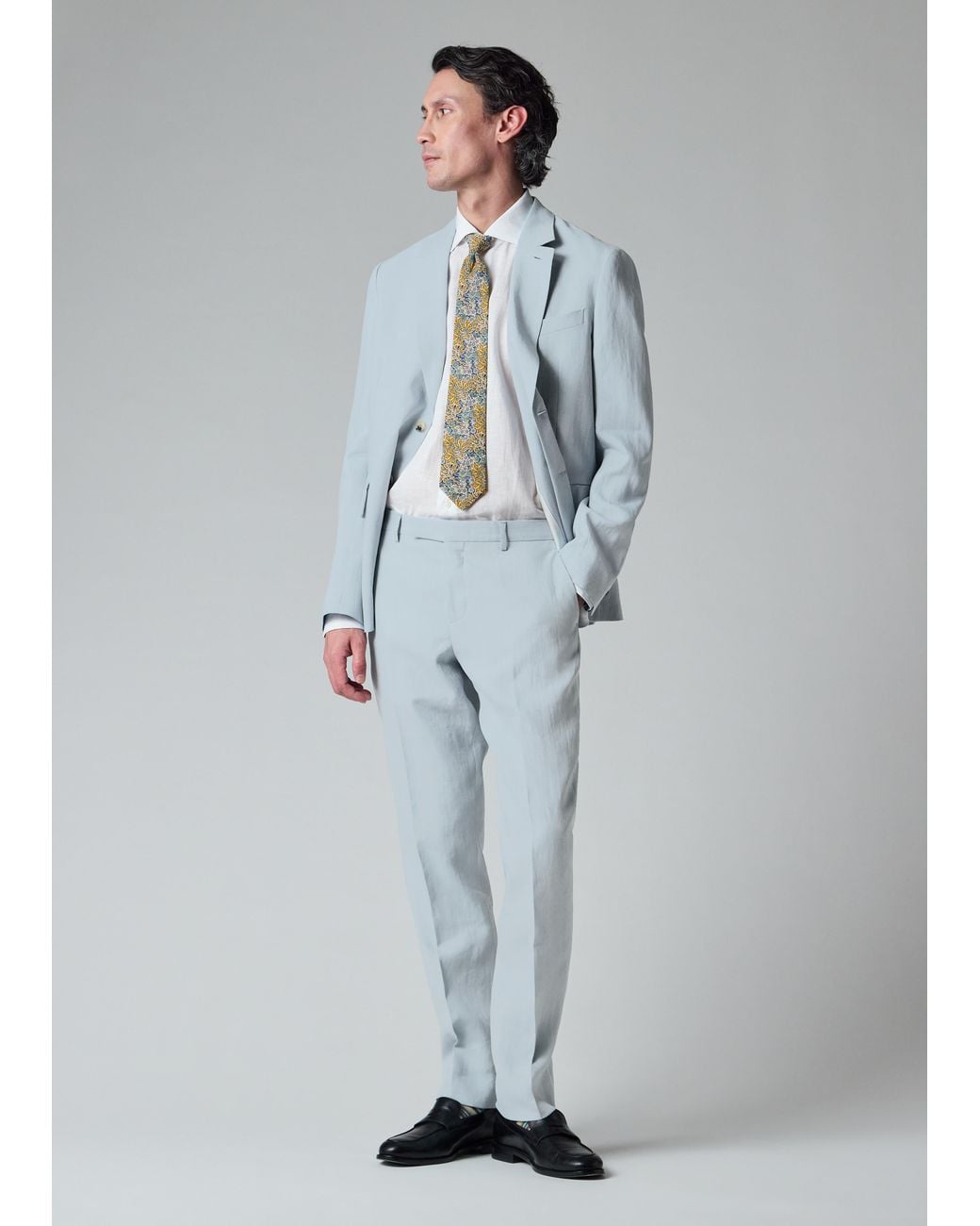 Paul Smith Gray Tapered-Fit Light Linen Trousers for men