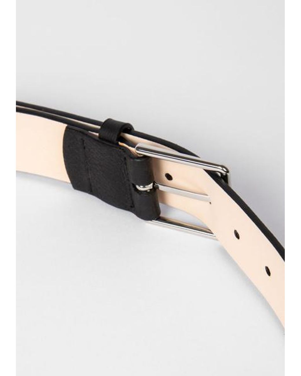 Paul Smith Black Grained Leather 'Signature Stripe' Belt for men