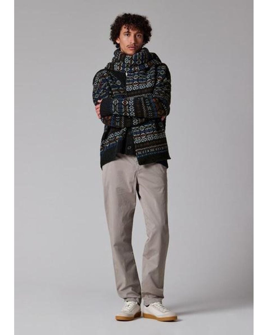 Paul Smith Black Fair Isle Wool Scarf for men