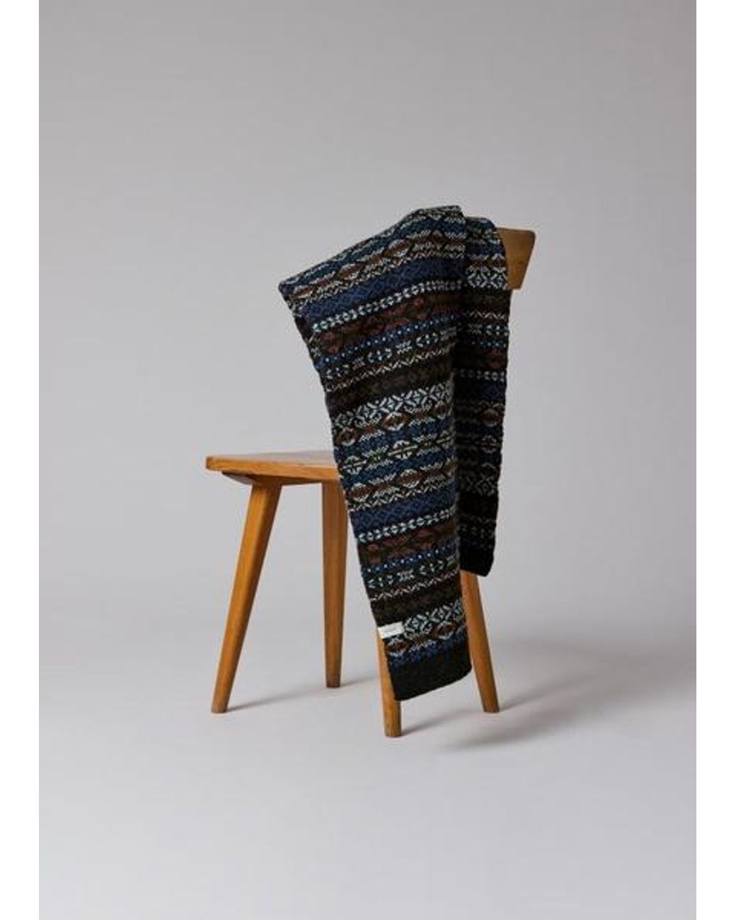 Paul Smith Black Fair Isle Wool Scarf for men