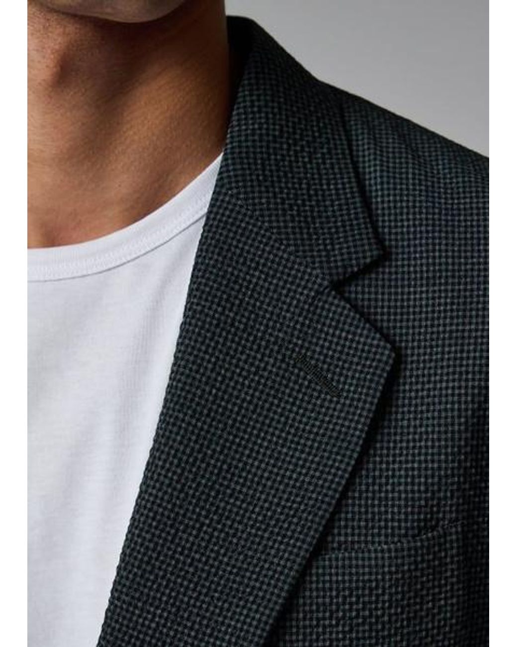 Paul Smith Gray Dark Seersucker Check Blazer for men