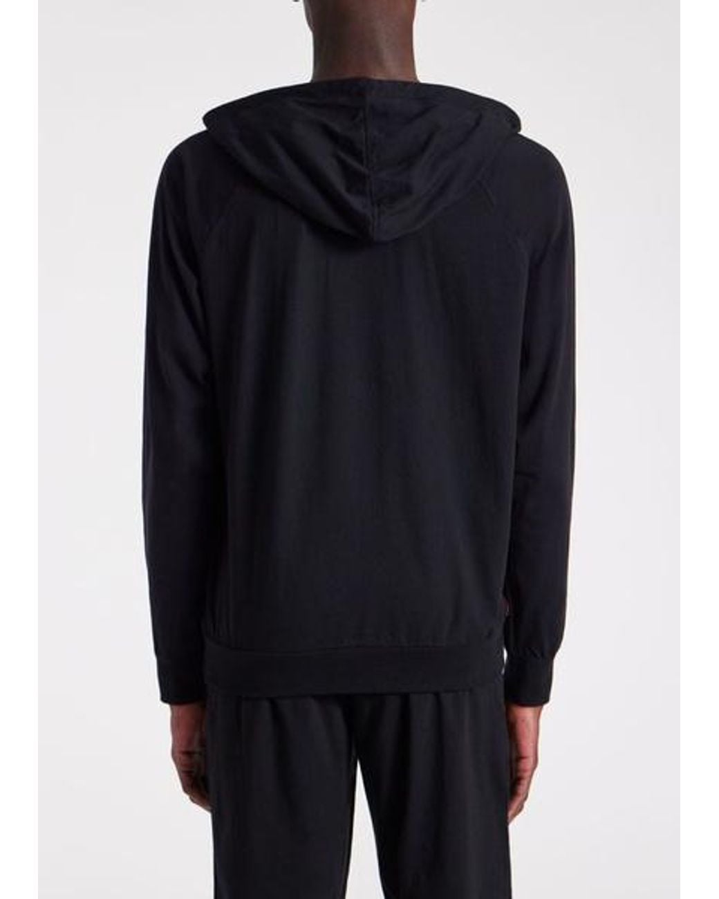 Paul Smith Black Cotton Jersey Zip Hoodie for men