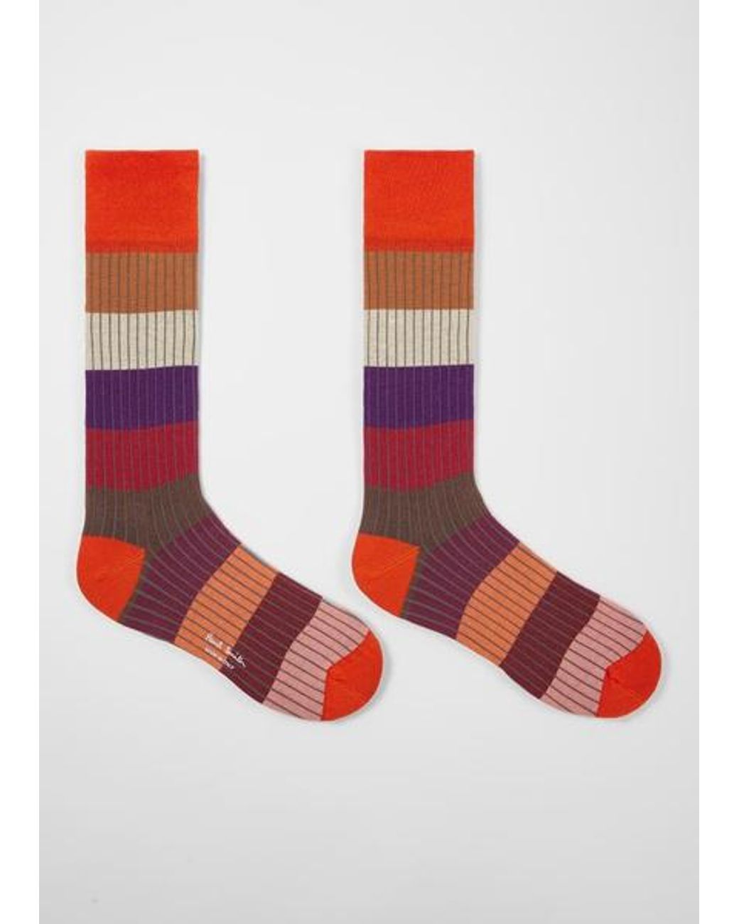 Paul Smith Red Ribbed Colour Block Socks for men
