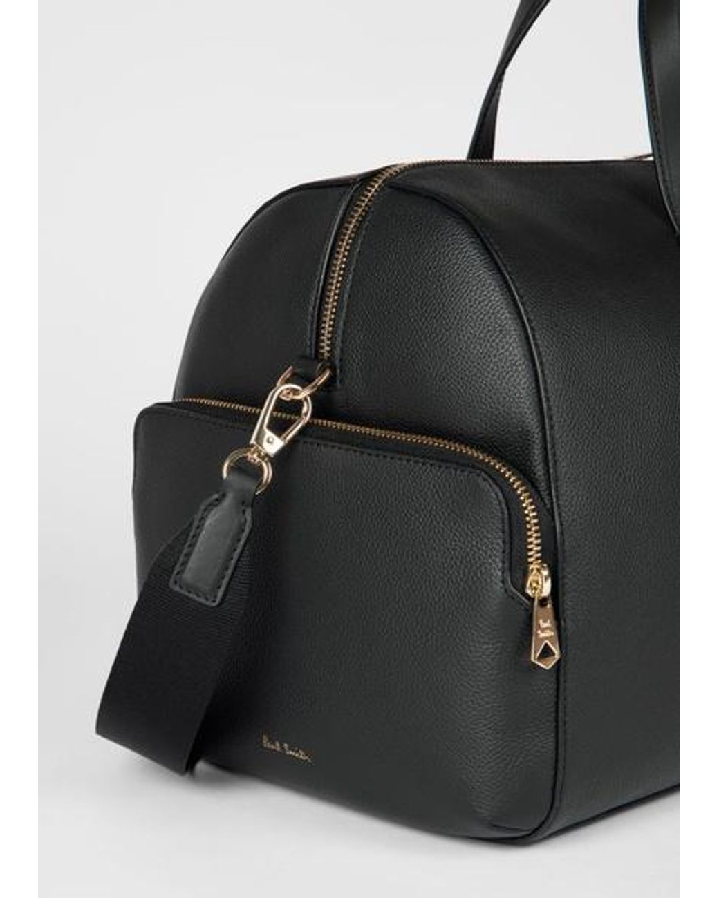 Paul Smith Black Leather 'Signature Stripe' Trim Day Holdall for men